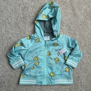 NWT Rockets of awesome happy face aqua windbreaker size 6-12 months